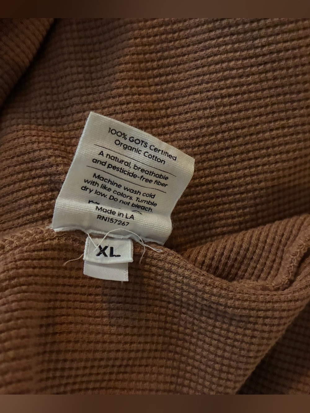 MATE the Label Waffle-Knit (XL) Shorts High-Waist Drawstring Brown Caramel - Picture 4 of 4